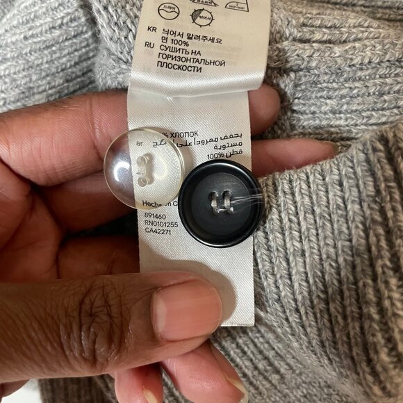 H&M Grey Cotton Double Breasted Collared Knit Cardigan Sweater Size M - Picture 12 of 13